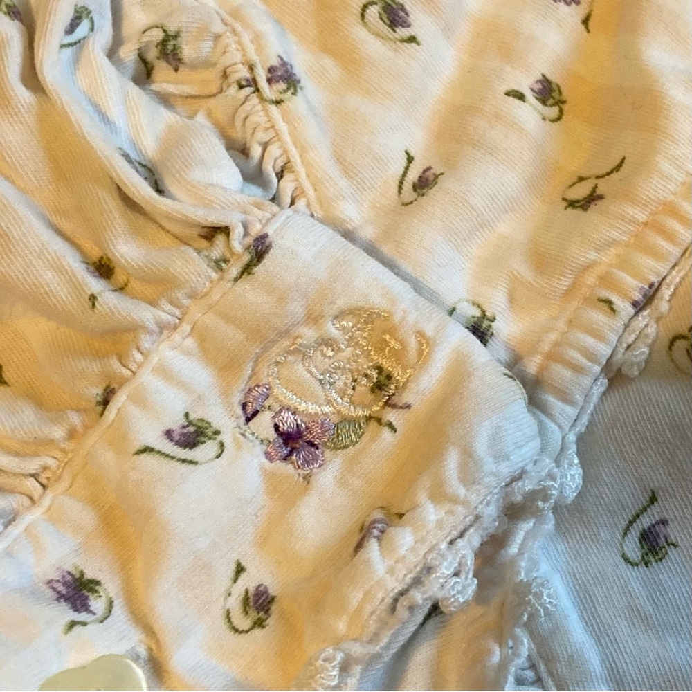 Vintage Crabtree & Evelyn 100% Cotton Knit Nightgown w/Purple Flowers - Picture 10 of 12